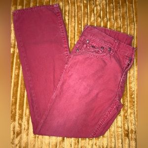 True Religion Jeans Mens 34 x 31 Red Straight Made In USA (H2F) Triple Threaded